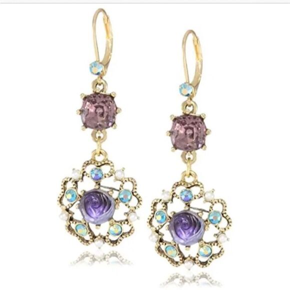 🌺 Betsey Johnson sparkling drop dangle earrings 🌺 - Picture 7 of 7